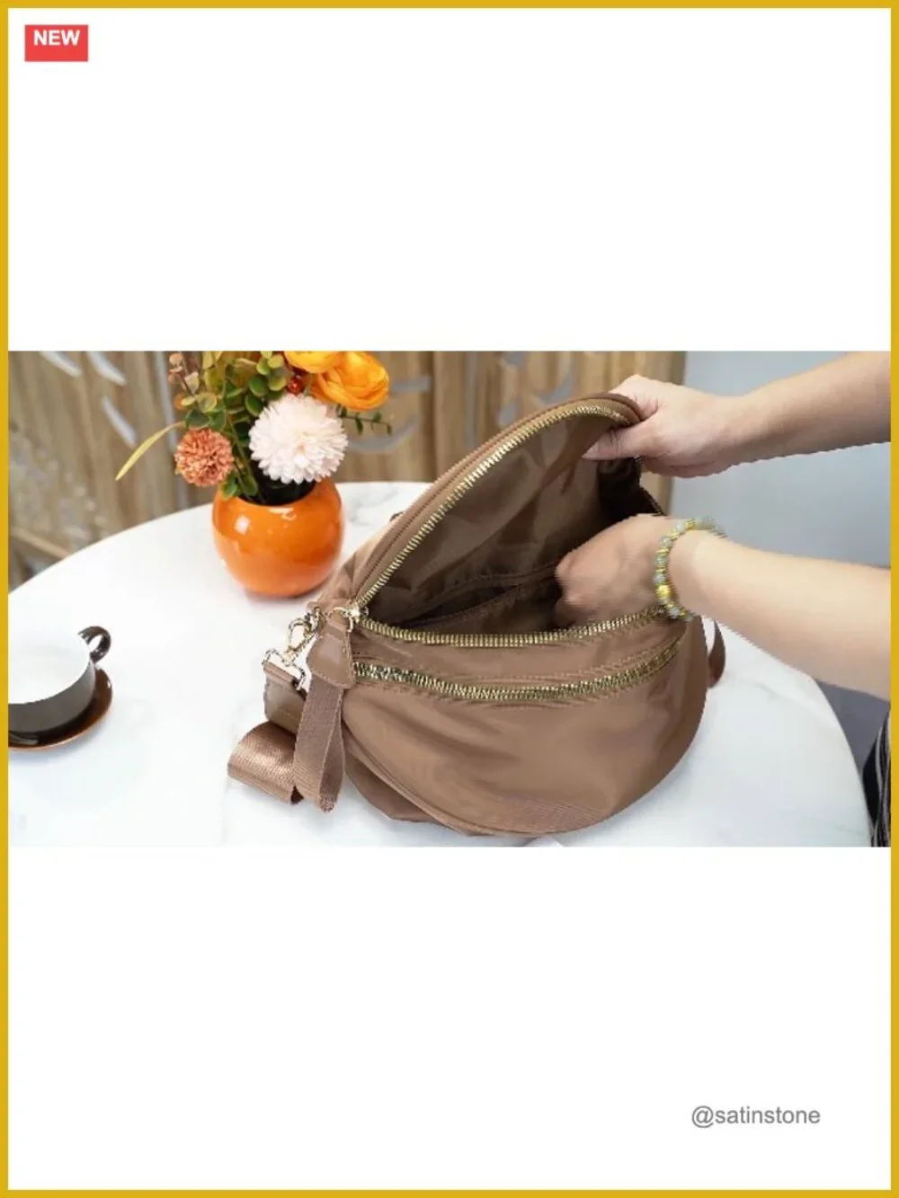 Nylon Crossbody Bag Half Moon Sling Belt Purse Adjustable Strap Spacious